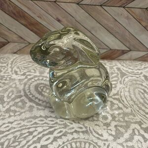 Clear Glass Paperweight Bunny Rabbit Figurine Art‎ Glass